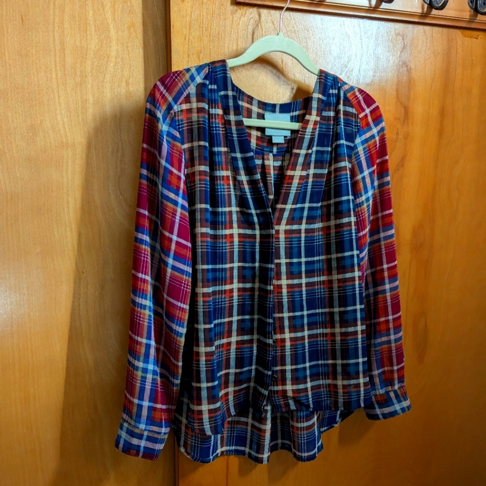 Sheer Plaid Maeve Blouse, Size L